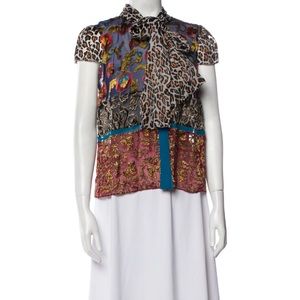 Alice+Olivia Printed Mock Neck Blouse size M